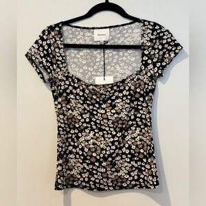 Reformation Bardot Knit Square Neck Top